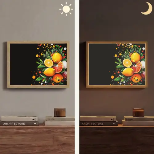 Citroenen - Zwart - Kruiden - Graffiti - Verf Light Box met batterij (Wandlamp) middel -sfeer3