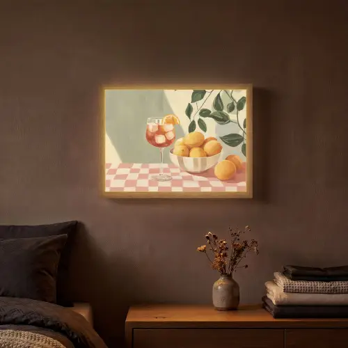 Citroenen - Glas - Tafelkleed - Geblokt Light Box met batterij (Wandlamp) middel -sfeer4