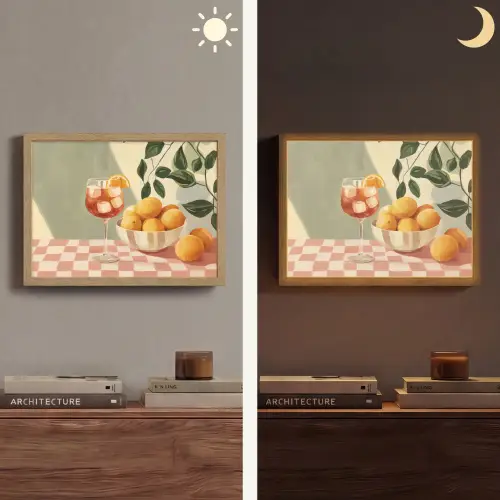 Citroenen - Glas - Tafelkleed - Geblokt Light Box met batterij (Wandlamp) middel -sfeer3