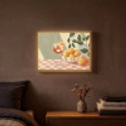 Citroenen - Glas - Tafelkleed - Geblokt Light Box met batterij (Wandlamp) middel -sfeer4
