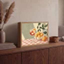 Citroenen - Glas - Tafelkleed - Geblokt Light Box met batterij (Wandlamp) middel -sfeer2