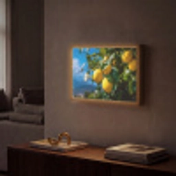 Citroenen - Bladeren - Blauwe lucht Light Box met batterij (Wandlamp) middel -sfeer1