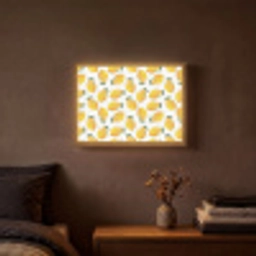 Citroenen - Wit - Bloemen - Patroon Light Box met batterij (Wandlamp) middel 907 -sfeer4