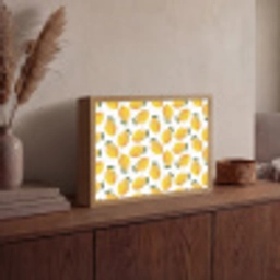 Citroenen - Wit - Bloemen - Patroon Light Box met batterij (Wandlamp) middel 907 -sfeer2