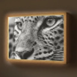 Luipaard - Zwart - Wit - Oog Light Box met batterij (Wandlamp) middel -z3d_website