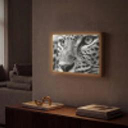 Luipaard - Zwart - Wit - Oog Light Box met batterij (Wandlamp) middel -sfeer1