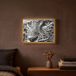 Luipaard - Zwart - Wit - Oog Light Box met batterij (Wandlamp) middel -sfeer4