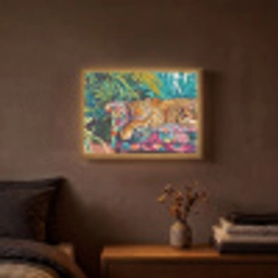 Luipaard - Kleurrijk - Tropisch Light Box met batterij (Wandlamp) middel -sfeer4