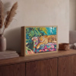 Luipaard - Kleurrijk - Tropisch Light Box met batterij (Wandlamp) middel -sfeer2