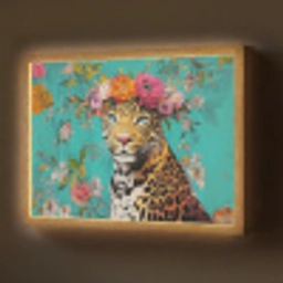 Luipaard - Bloemen - Kroon Light Box met batterij (Wandlamp) middel -z3d_website