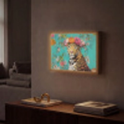 Luipaard - Bloemen - Kroon Light Box met batterij (Wandlamp) middel -sfeer1