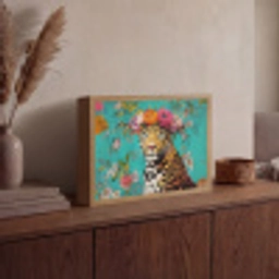 Luipaard - Bloemen - Kroon Light Box met batterij (Wandlamp) middel -sfeer2