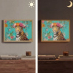 Luipaard - Bloemen - Kroon Light Box met batterij (Wandlamp) middel -sfeer3