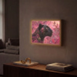 Luipaard - Bloemen - Roze Light Box met batterij (Wandlamp) middel -sfeer1