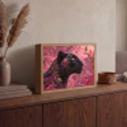 Luipaard - Bloemen - Roze Light Box met batterij (Wandlamp) middel -sfeer2