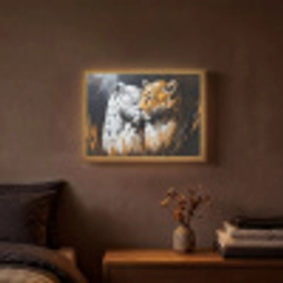 Luipaard - Oranje - Wit - Gras Light Box met batterij (Wandlamp) middel -sfeer4