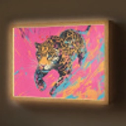 Luipaard - Roze - Oranje - Blauw - Verf Light Box met batterij (Wandlamp) middel -z3d_website