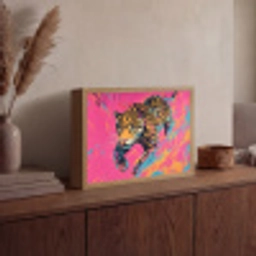 Luipaard - Roze - Oranje - Blauw - Verf Light Box met batterij (Wandlamp) middel -sfeer2