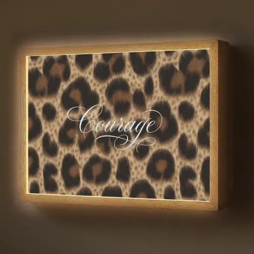 Luipaardprint - Bruin - Courage - Sierlijk Light Box met batterij (Wandlamp) middel -z3d_website