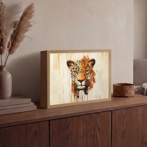 Luipaard - Symmetrisch - Strepen Light Box met batterij (Wandlamp) middel -sfeer2