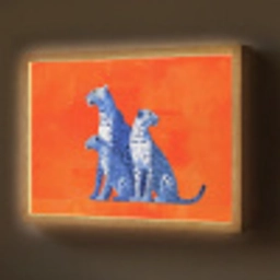 Luipaarden - Stippen - Oranje Light Box met batterij (Wandlamp) middel -z3d_website