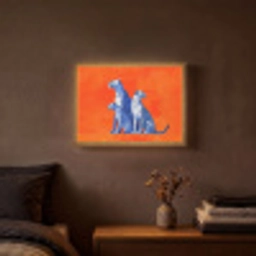 Luipaarden - Stippen - Oranje Light Box met batterij (Wandlamp) middel -sfeer4