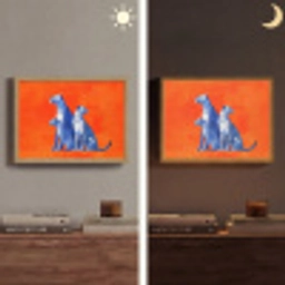 Luipaarden - Stippen - Oranje Light Box met batterij (Wandlamp) middel -sfeer3