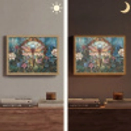 Libelle - Mozaïek - Bloemen - Kleurrijk Light Box met batterij (Wandlamp) middel -sfeer3