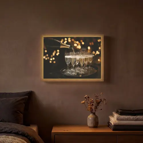 Lichter - Champagner - Gläser Light Box met batterij (Wandlamp) middel -sfeer4