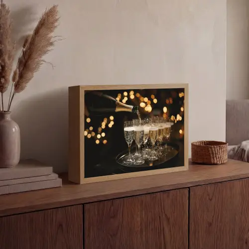 Lichter - Champagner - Gläser Light Box met batterij (Wandlamp) middel -sfeer2