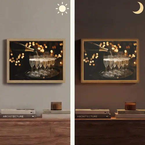 Lichter - Champagner - Gläser Light Box met batterij (Wandlamp) middel -sfeer3