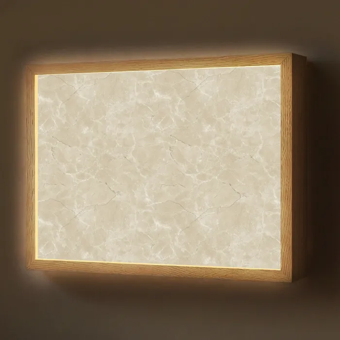Lichtbeige - Marmer - Diffusie adering Light Box met batterij (Wandlamp) middel 907 -z3d_website
