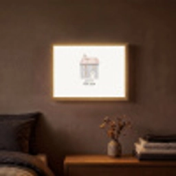 Lichtblauw - Huisje - Mama - Tekst Light Box met batterij (Wandlamp) middel -sfeer4