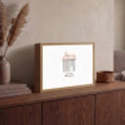 Lichtblauw - Huisje - Mama - Tekst Light Box met batterij (Wandlamp) middel -sfeer2