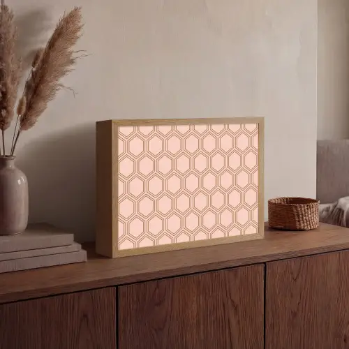 Lichtroze - Patroon - Symmetrisch Light Box met batterij (Wandlamp) middel 907 -sfeer2