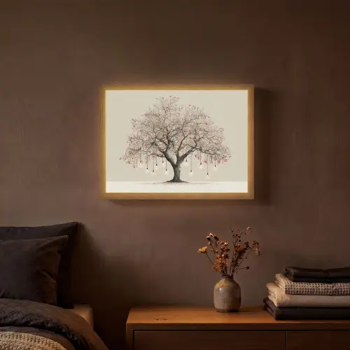 Lichtboom - Winter - Kerst - Meerkleurig Light Box met batterij (Wandlamp) middel -sfeer4