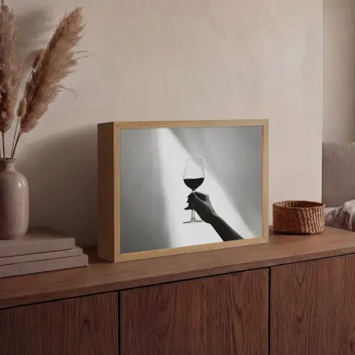 Lichtinval - Wijn - Rood - Glas Light Box met batterij (Wandlamp) middel -sfeer2