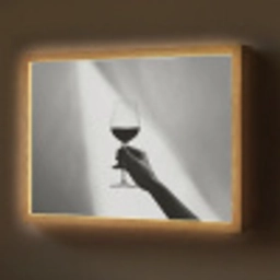 Lichtinval - Wijn - Rood - Glas Light Box met batterij (Wandlamp) middel -z3d_website
