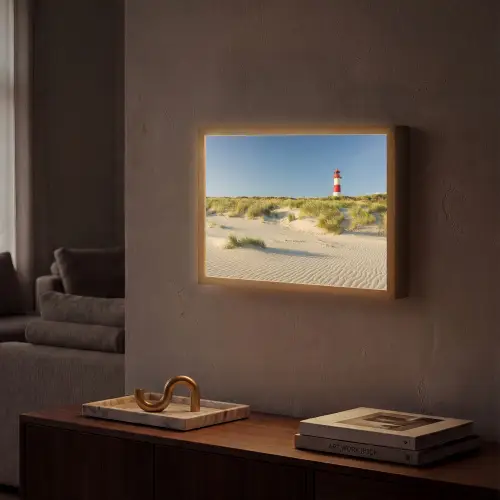Vuurtoren - Strand - Landschap - Duinen Light Box met batterij (Wandlamp) middel -sfeer1