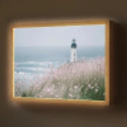 Vuurtoren - Klif - Zee - Bloemen Light Box met batterij (Wandlamp) middel -z3d_website