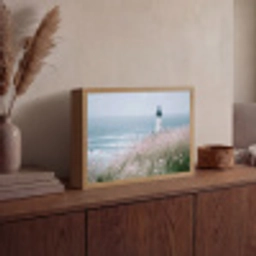 Vuurtoren - Klif - Zee - Bloemen Light Box met batterij (Wandlamp) middel -sfeer2
