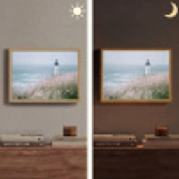Vuurtoren - Klif - Zee - Bloemen Light Box met batterij (Wandlamp) middel -sfeer3