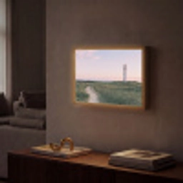 Vuurtoren - Duinlandschap - Zee Light Box met batterij (Wandlamp) middel -sfeer1