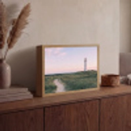 Vuurtoren - Duinlandschap - Zee Light Box met batterij (Wandlamp) middel -sfeer2