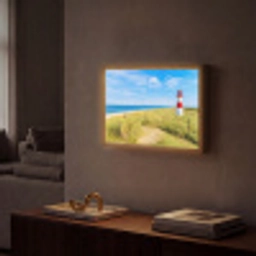 Vuurtoren - Duinen - Strand - Zee - Zomer Light Box met batterij (Wandlamp) middel -sfeer1