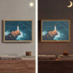 Vuurtoren - Rots - Zee - Golven Light Box met batterij (Wandlamp) middel -sfeer3