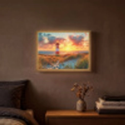 Vuurtoren - Zonsondergang - Duinen - Horizon Light Box met batterij (Wandlamp) middel -sfeer4