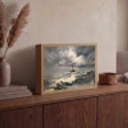 Vuurtoren - Golven - Storm Light Box met batterij (Wandlamp) middel -sfeer2