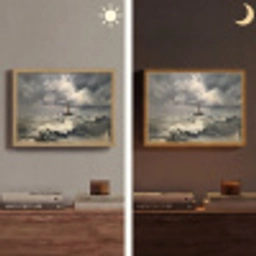Vuurtoren - Golven - Storm Light Box met batterij (Wandlamp) middel -sfeer3