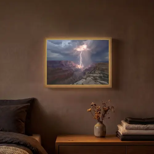 Bliksem - Wolken - Canyon Light Box met batterij (Wandlamp) middel -sfeer4